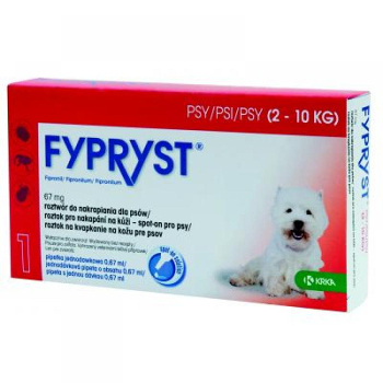 FYPRYST 67 mg PSY 2-10 kg roztok na kvapkanie na kožu pre psov (pipeta) 1x0,67 ml poškozený obal