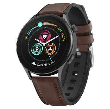 GARETT ELECTRONICS Smartwatch Men Elegance RT tmavo hnedá koža inteligentné hodinky (Chytré hodinky)