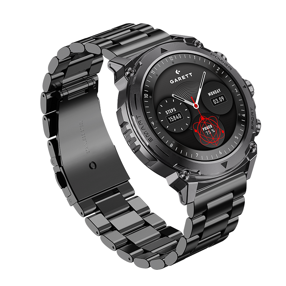 E-shop GARETT Smartwatch Atom black steel inteligentné hodinky
