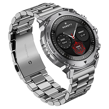 GARETT Smartwatch atom silver steel inteligentné hodinky (Chytré hodinky) - Digitálny/e