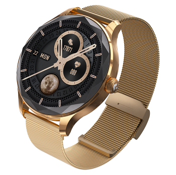 GARETT Smartwatch Viva oceľovo zlatá inteligentné hodinky (Chytré hodinky) - Dobíjacie, Bluetooth