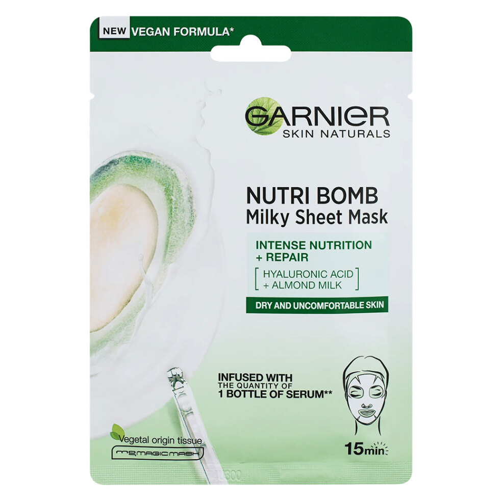 GARNIER Skin Naturals Nutri Bomb Textilná maska s mandľovým mliekom 28 g