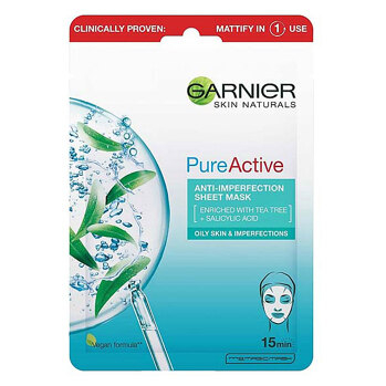 GARNIER Skin Naturals Pure Active Textilná maska Tea Tree 28 g