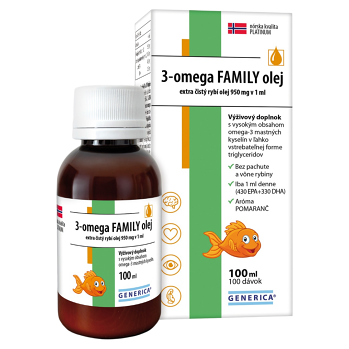 GENERICA 3-omega family rybí olej 100 ml (Omega 3 a rybí olej) - Prírodné, Jednozložkové