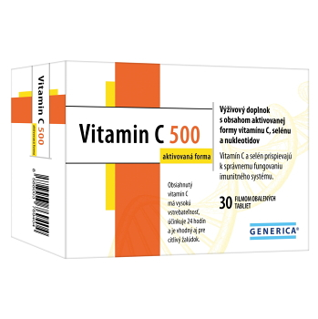 GENERICA Vitamín C 500 mg aktivovaná forma 30 filmom obalených tabliet