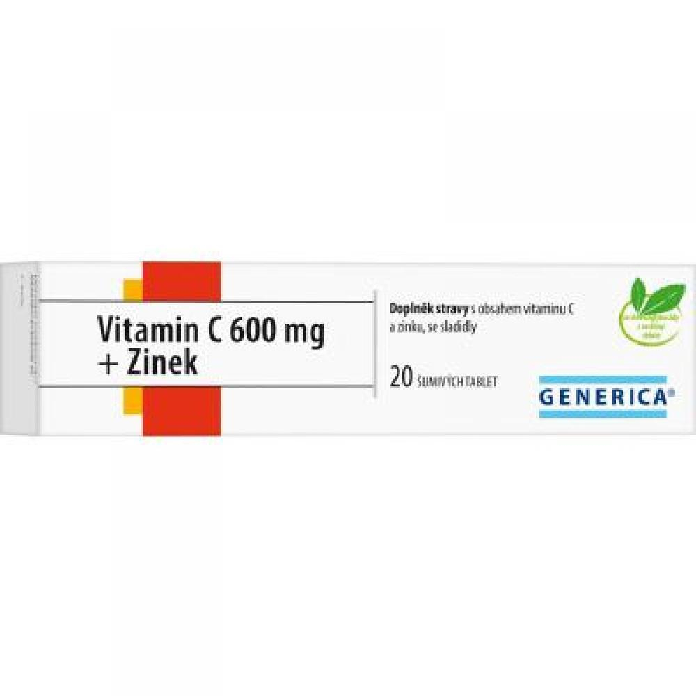 GENERICA Vitamín C 600 mg + zinok 20 šumivých tabliet