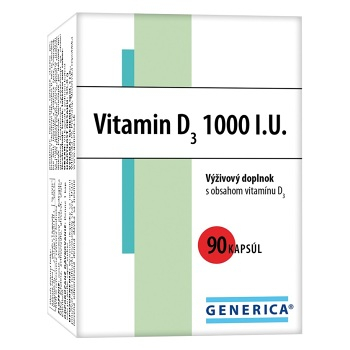 GENERICA Vitamín D3 1000 I.U. 90 kapsúl