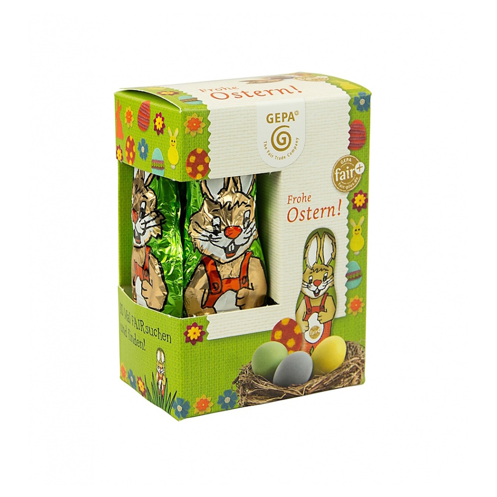 GEPA Mini veľkonočný zajačik z mliečnej čokolády BIO 10 x 12,5 g