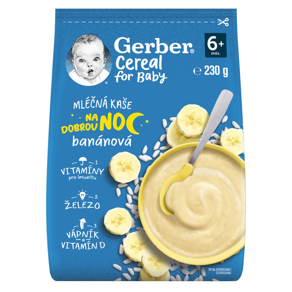 GERBER Cereálno-mliečna kaša na Dobrú noc, banán 230 g kúpite na Mojalekaren.sk