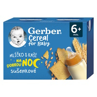 GERBER Cereal mliečko s kašou dobrú noc sušienkové 6m+.2 x 200 ml