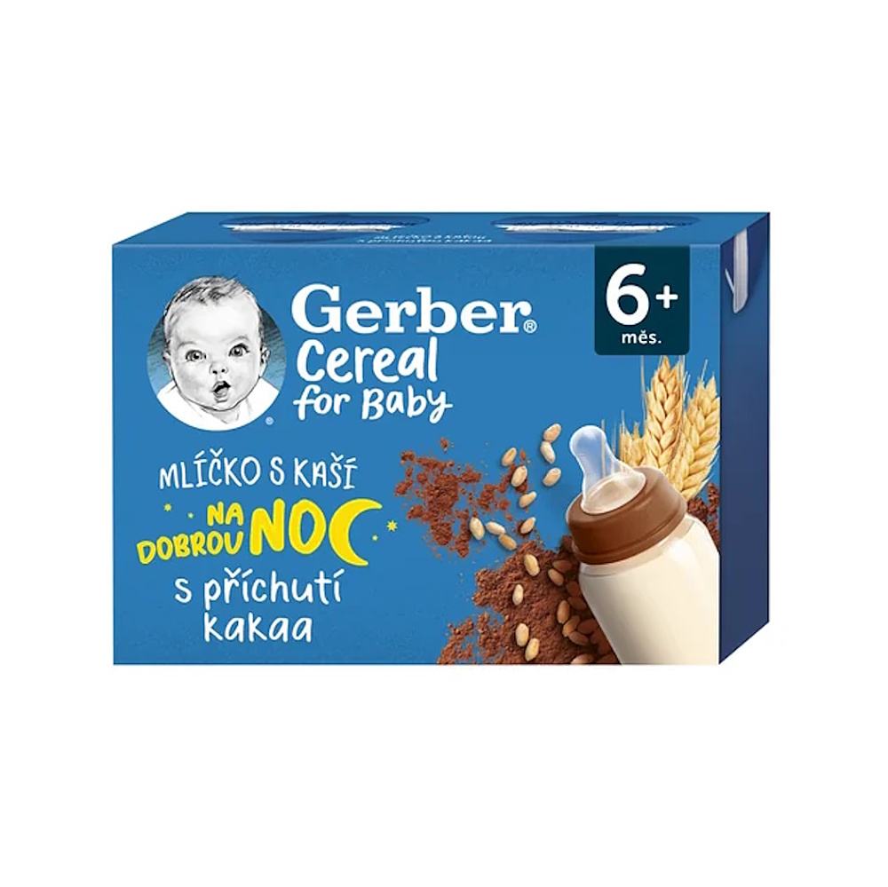 GERBER Cereal mliečko s kašou s príchuťou kakaa 2 x 200 ml