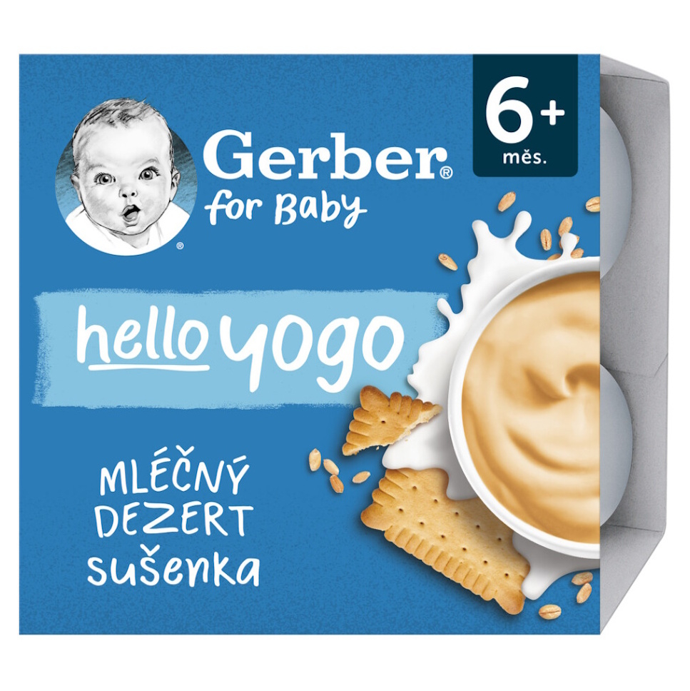 GERBER Hello yogo mliečny dezert s príchuťou sušienky 4 x 100 g