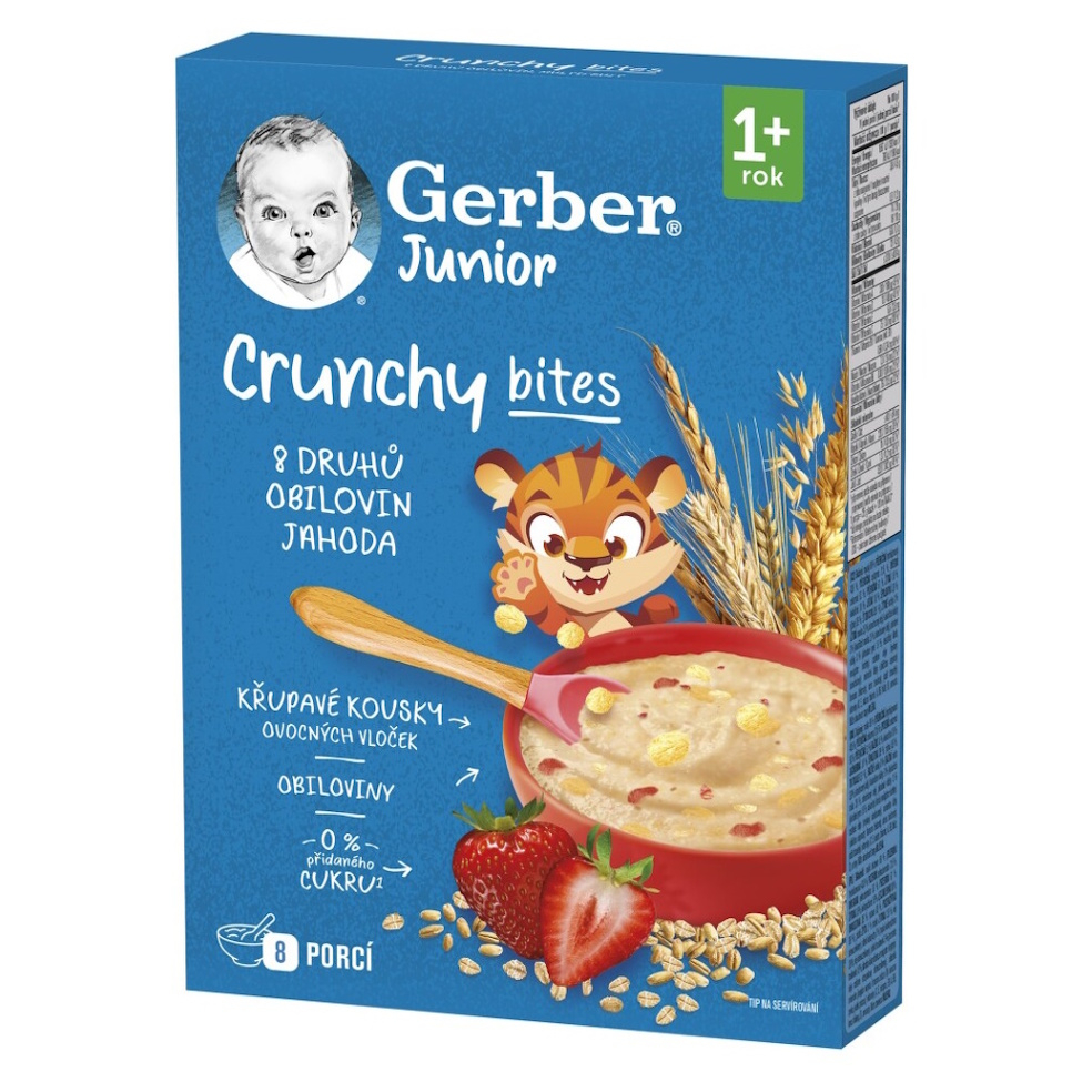 GERBER Junior Nemliečna kaša jahodová s chrumkavými kúskami 200 g