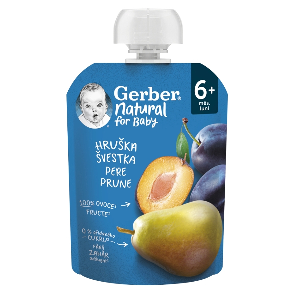Gerber Natural ovocná desiata Kapsička Hruška a slivka (od ukonč. 6. mesiaca) 90 g kúpite na Mojalekaren.sk