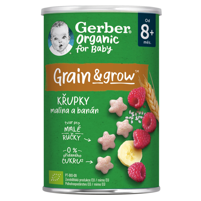 GERBER Chrumky s malinou a banánom BIO 35 g 6m+ kúpite na Mojalekaren.sk