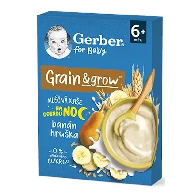 GERBER Mliečna kaša Na noc pšenično-ovsená banán a hruška 200 g kúpite na Mojalekaren.sk