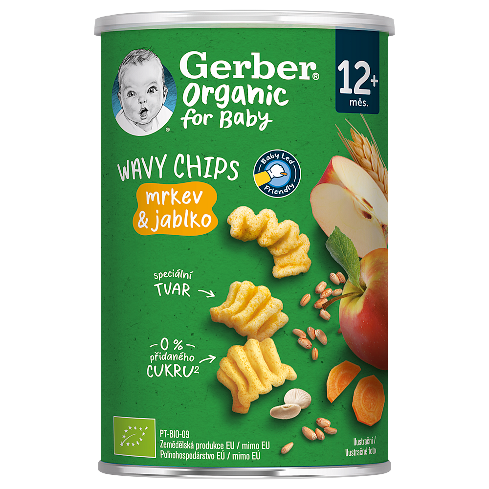 GERBER Wavy chips mrkva&jablko 12m+ BIO 35 g