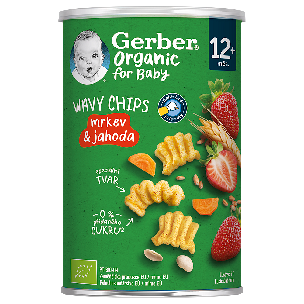 GERBER Wavy chips mrkva&jahoda 12m+ BIO 35 g