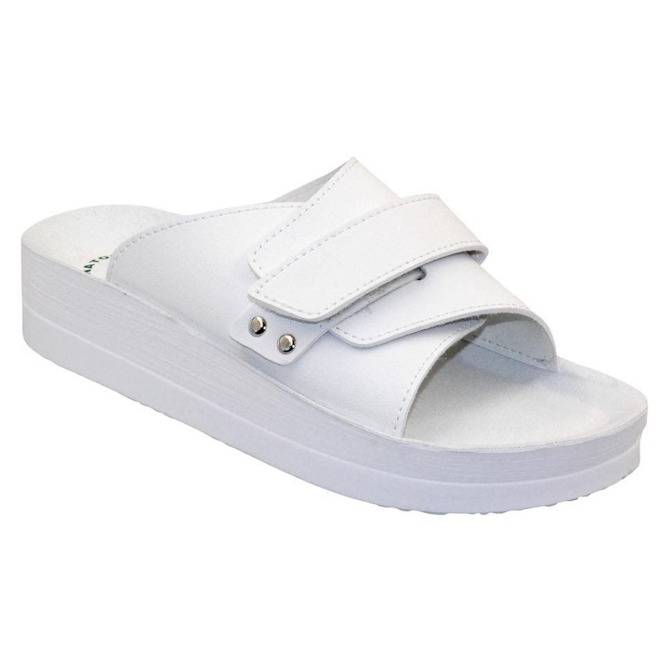 E-shop SANTÉ Birke Comfort dámske biele zdravotné šľapky na suchý zips 1 pár, Veľkosť obuvi: 38
