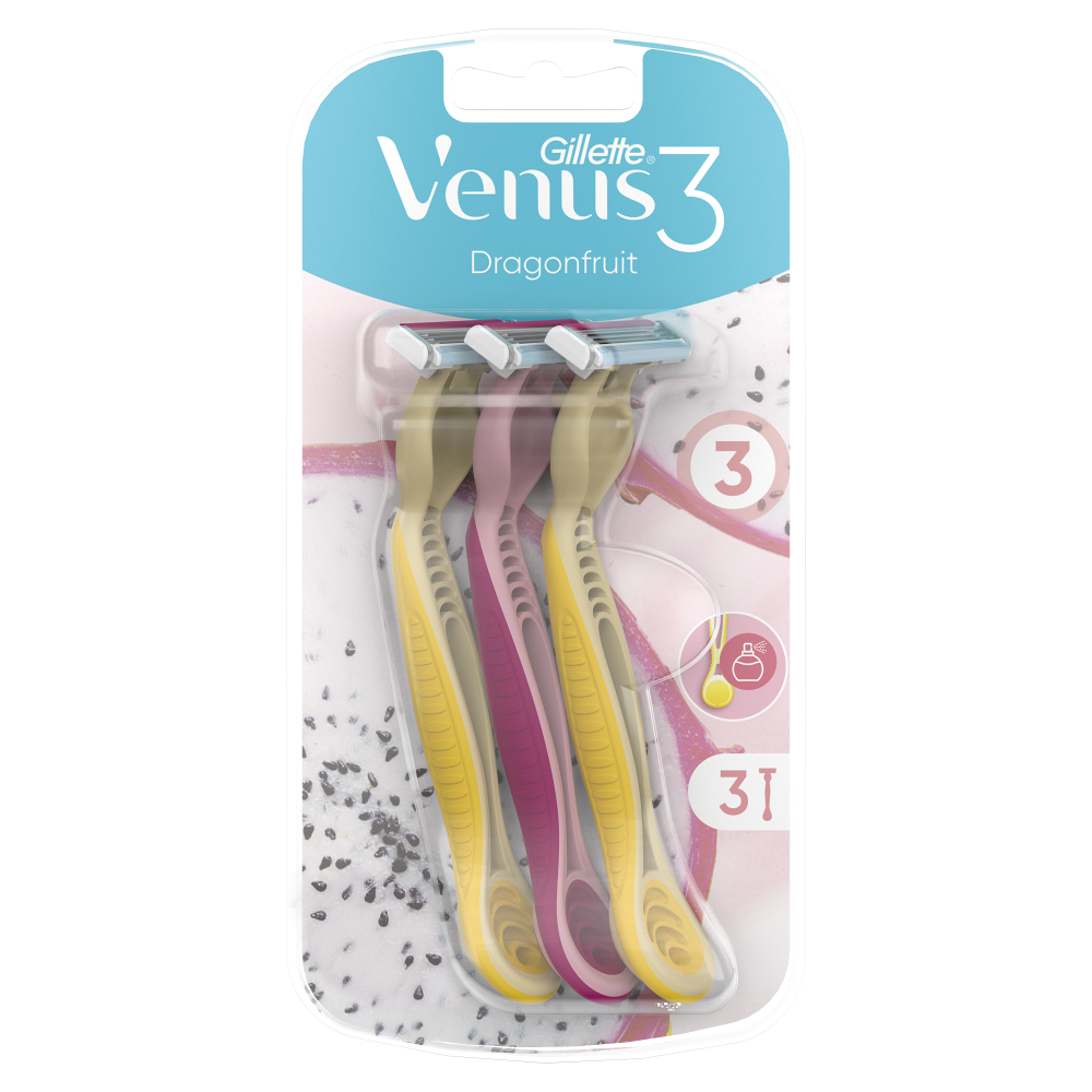 GILLETTE Venus3 Dragonfruit Dámske pohotové holiace strojčeky 3 ks