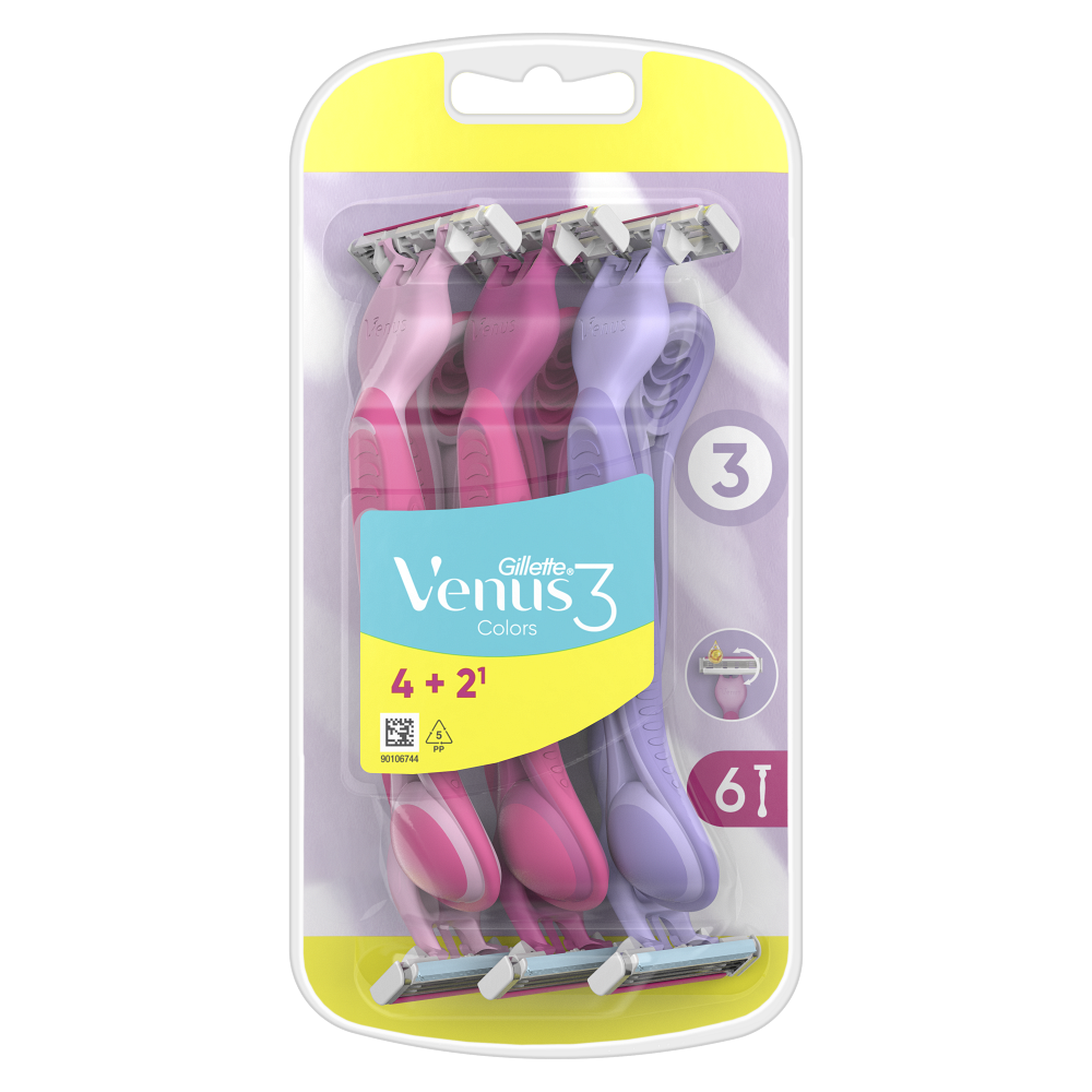 GILLETTE Venus3 Yellow Dámske pohotové holiace strojčeky 6 ks