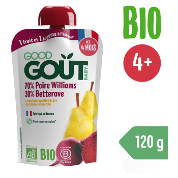 GOOD GOUT Hruška Williams s červenou repou 4m+ BIO 120 g (Desiatové kapsičky) - BIO - obrázok 2/2