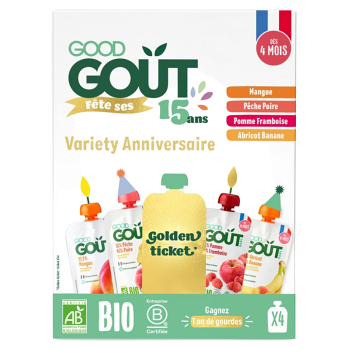 GOOD GOUT Ovocný jackpot BIO 4 x 120 g (Desiatové kapsičky) - BIO, Ekologické