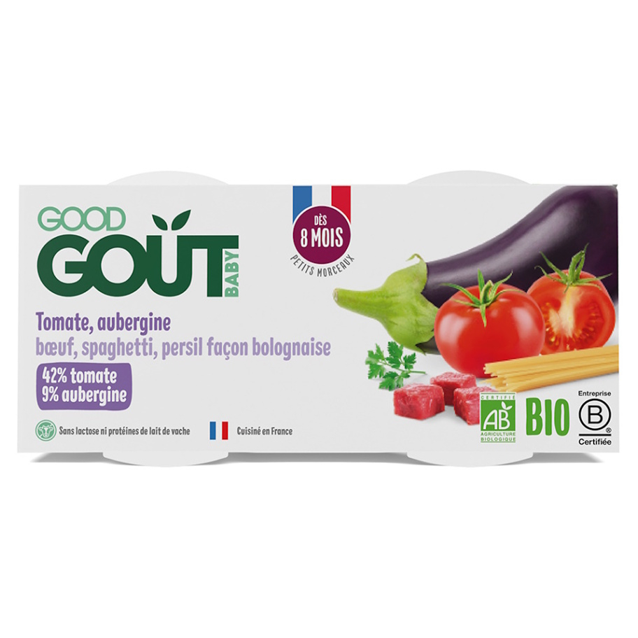GOOD GOUT Bio špagety s baklažánom a hovädzím mäsom 8m+ 2 x 190 g kúpite na Mojalekaren.sk