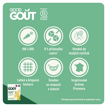 GOOD GOUT Bio wafle s oreganom a olivovým olejom 8m+ 24 g (Sušienky, piškóty a detské chrumky) - BIO - obrázok 4/4