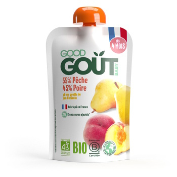 GOOD GOUT Broskyňa s hruškou BIO 120 g (Desiatové kapsičky) - BIO
