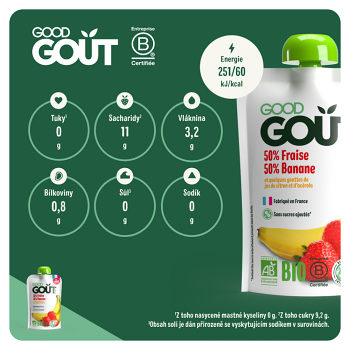 GOOD GOUT Jahoda s banánom od 4.mesiaca BIO 120 g (Desiatové kapsičky) - BIO - obrázok 2/4