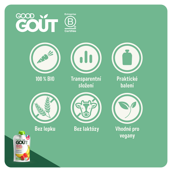 GOOD GOUT Jahoda s banánom od 4.mesiaca BIO 120 g (Desiatové kapsičky) - BIO - obrázok 3/4