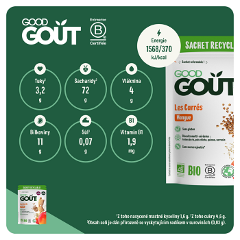 GOOD GOUT Mangové vankúšiky BIO 50 g (Sušienky, piškóty a detské chrumky) - BIO - obrázok 3/4