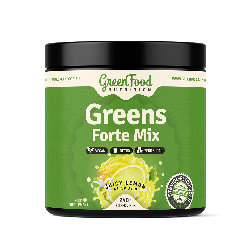 GreenFood Nutrition Greens Forte Mix prášok na detoxikáciu organizmu a podporu imunity príchuť Juicy Lemon 240 g kúpite na Mojalekaren.sk