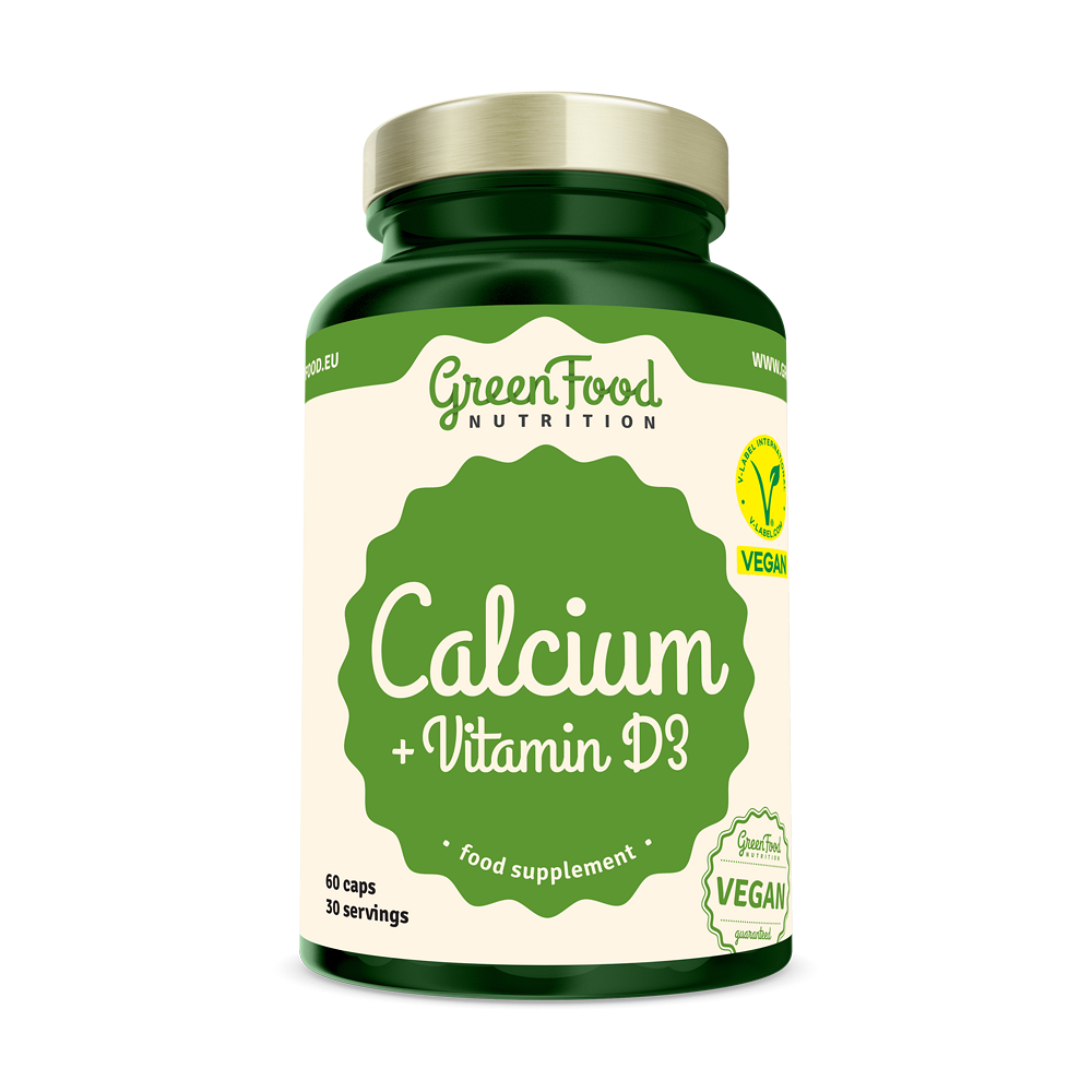 GreenFood Nutrition Aquamin Calcium + Vitamin D3 podpora normálneho stavu kostí a zubov 60 cps