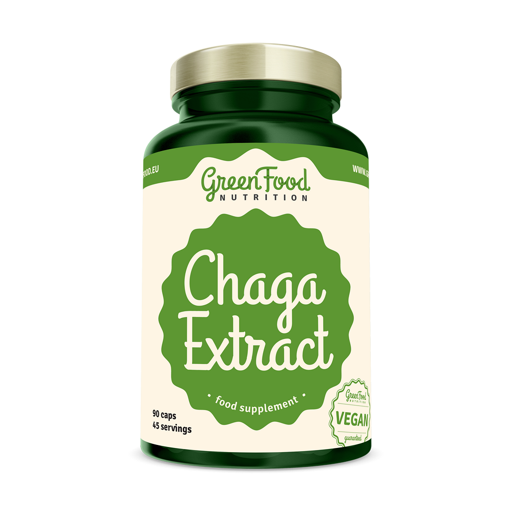 GreenFood Nutrition Chaga Extract kapsuly zo vzácnej huby 90 cps