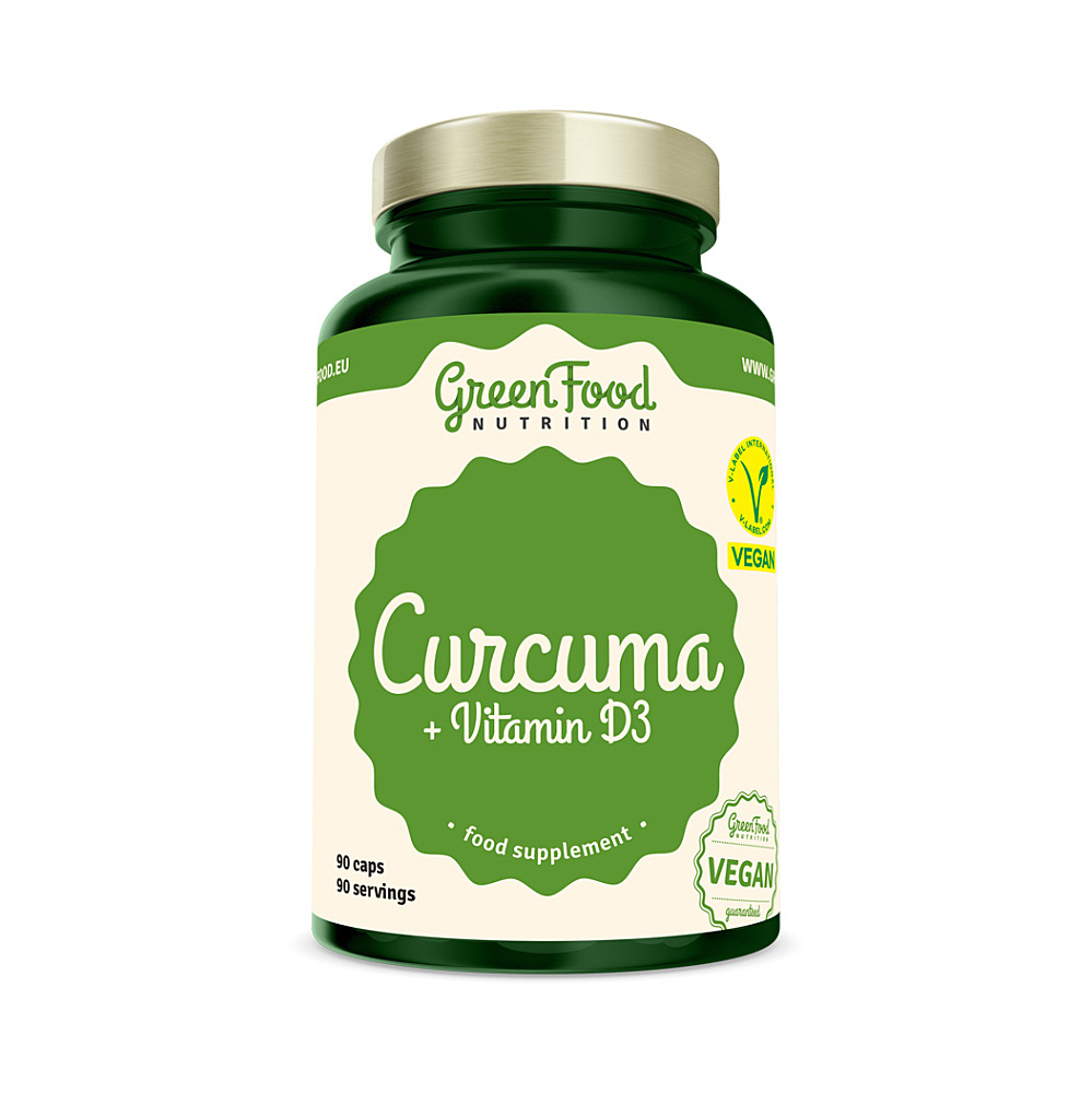 GreenFood Nutrition Curcuma + Vitamin D3 kapsuly s vitamínom D 104 g kúpite na Mojalekaren.sk