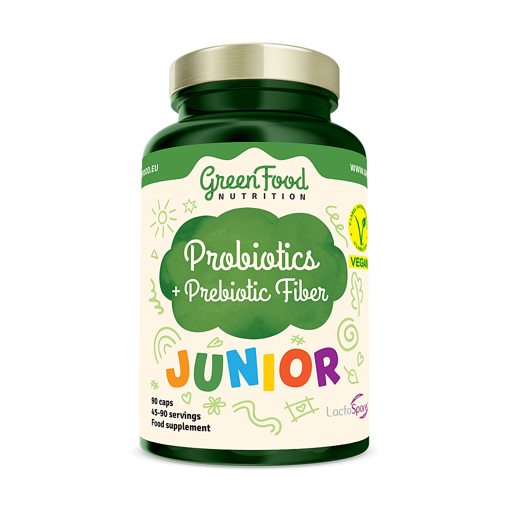 GreenFood Nutrition Junior Probiotics + Prebiotic Fiber podpora trávenia 34 g