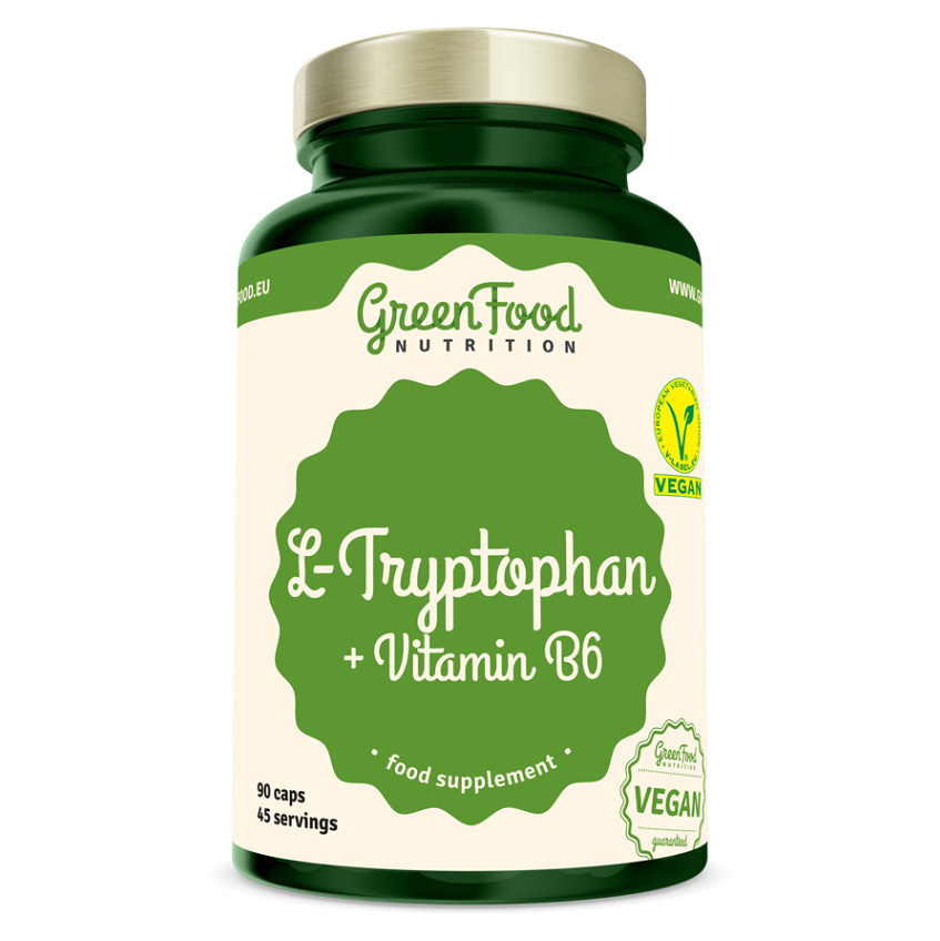 GreenFood Nutrition L-Tryptophan + Vitamin B6 kapsuly na podporu duševnej rovnováhy 90 cps kúpite na Mojalekaren.sk