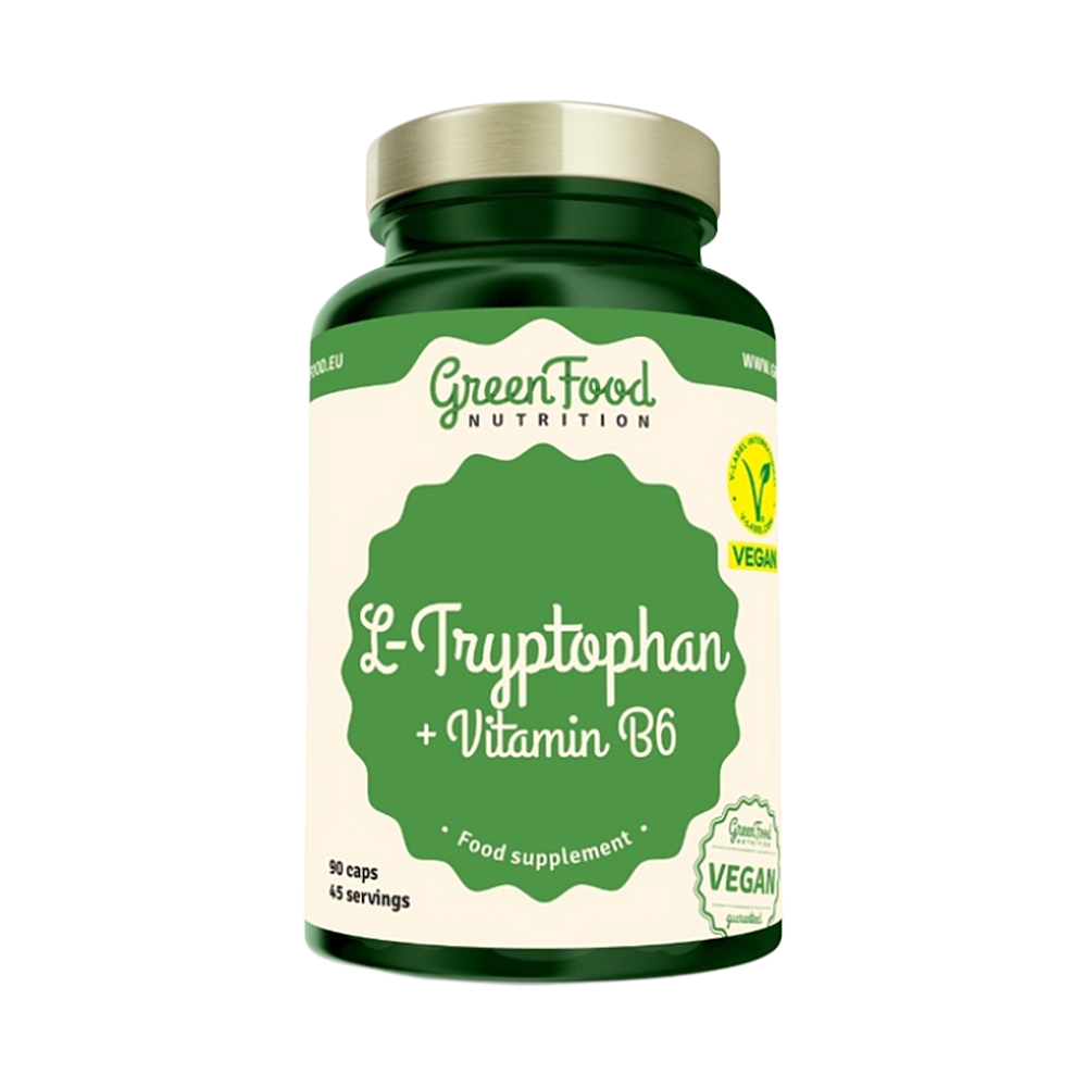 GreenFood Nutrition L-Tryptophan + Vitamin B6 kapsuly na podporu duševnej rovnováhy 90 cps kúpite na Mojalekaren.sk