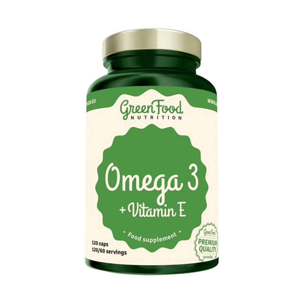 GreenFood Nutrition Omega 3 + Vitamin E kapsuly pre správne fungovanie organizmu 120 cps kúpite na Mojalekaren.sk