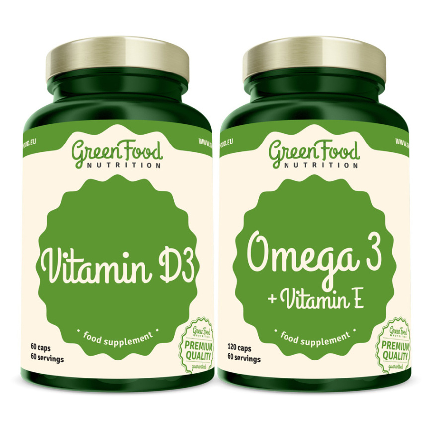 GreenFood Nutrition Omega 3 with Vitamin E + Vitamin D3 sada na podporu činnosti nervovej sústavy