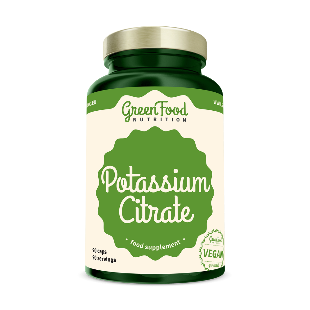 GreenFood Nutrition Potassium Citrate kapsuly pre normálnu činnosť nervovej sústavy 90 cps