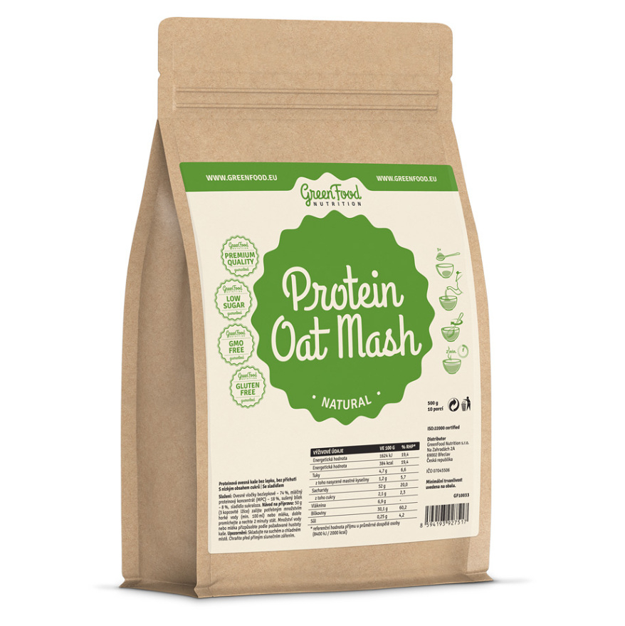 GreenFood Nutrition Protein Oat Mash ovsená kaša s proteínom príchuť Natural 500 g