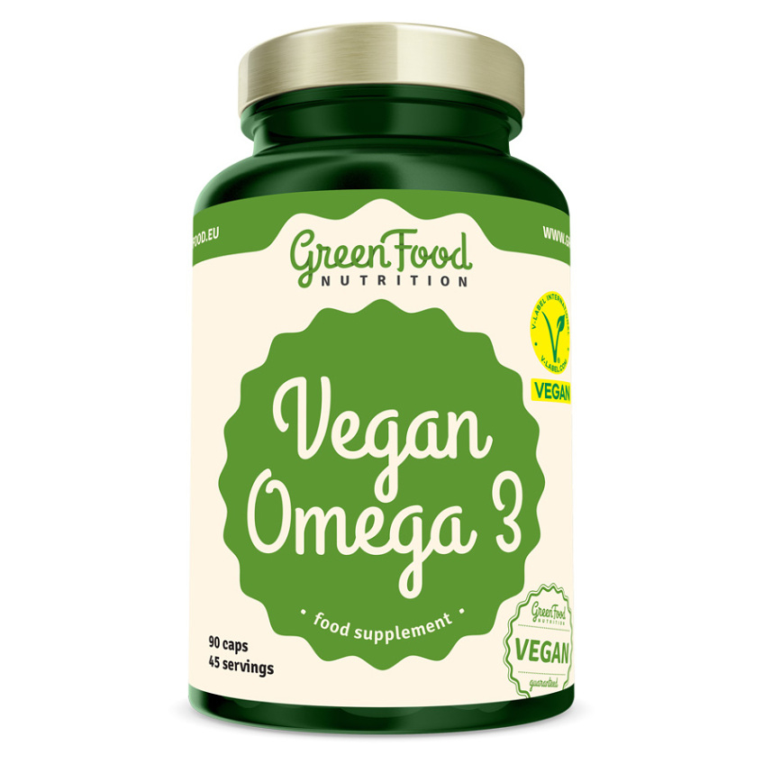 GreenFood Nutrition Vegan Omega 3 kapsuly pre normálnu činnosť srdca a mozgu 90 cps