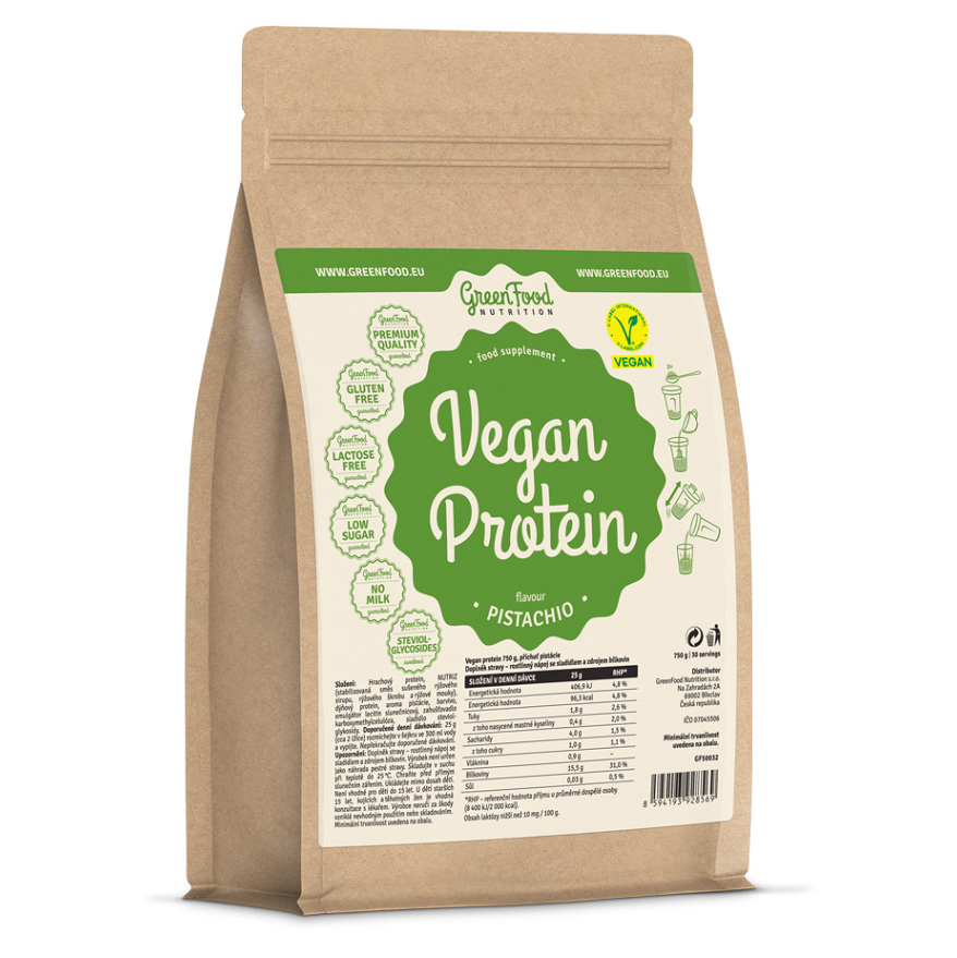 GreenFood Nutrition Vegan Protein vegánsky proteín príchuť Pistachio 750 g