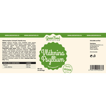 GREENFOOD NUTRITION Vláknina psyllium 96 kapsúl