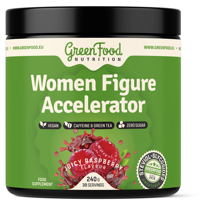 GreenFood Nutrition Women Figure Accelerator prášok na kontrolu hmotnosti príchuť Juicy Raspberry 240 g