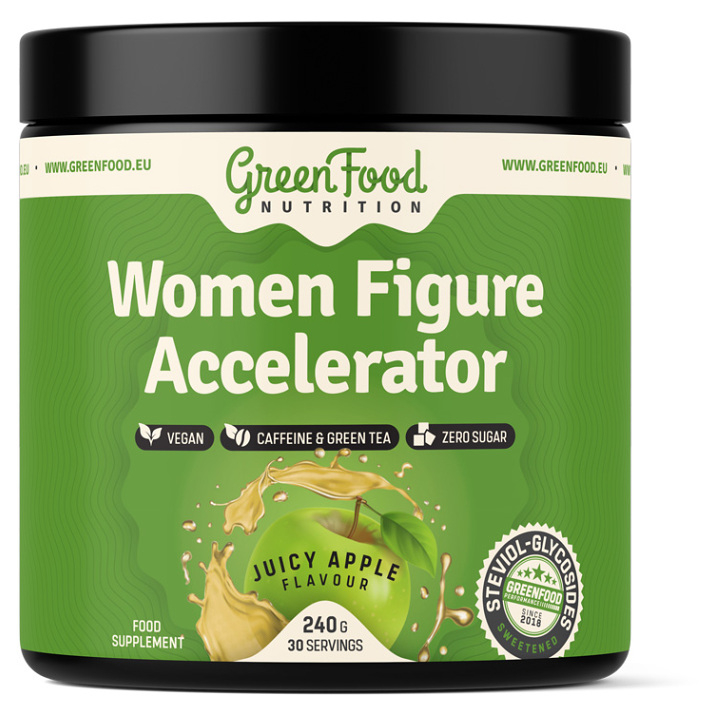 GreenFood Nutrition Women Figure Accelerator prášok na kontrolu hmotnosti príchuť Juicy Apple 240 g