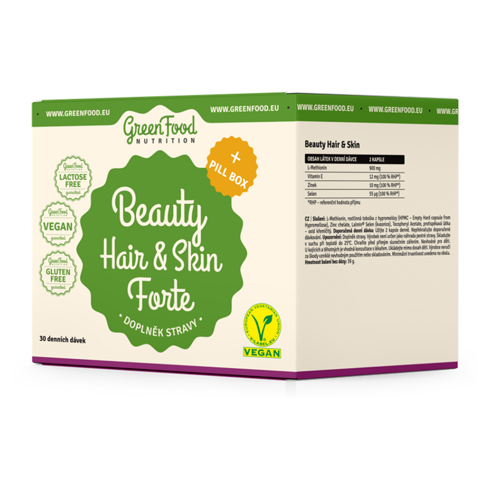 GREENFOOD NUTRITION Beauty Hair & Skin Forte + Pillbox 3 ks